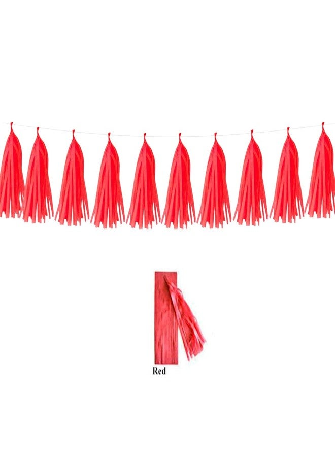 Happy Space - 10pc (6.5ft) Red Tassel Fringe Garland/banner/bunting, birthday, Balloon decoration. Baby Nursery decoration, Valentines, Birthday party supplies. - Image 2